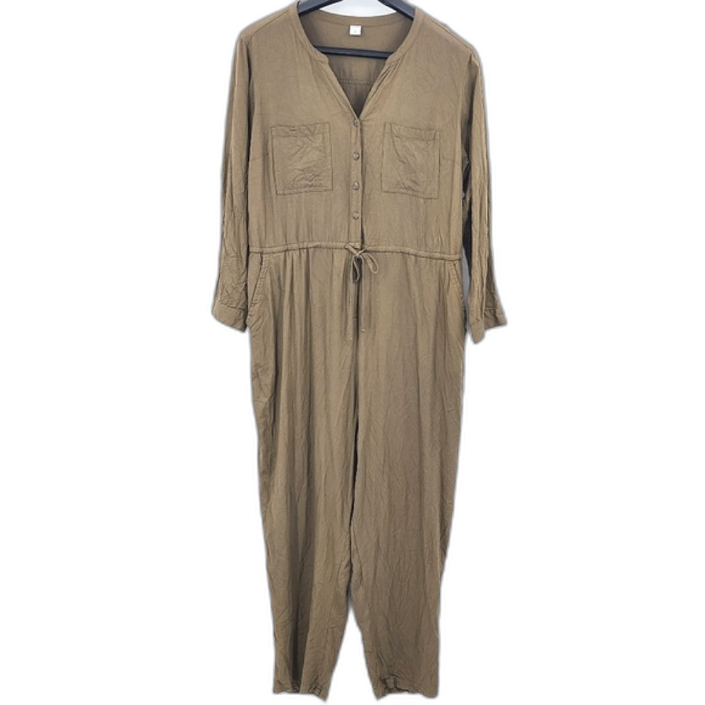 Old Navy Jumpsuit Womens Extra Large XL Rayon Utility Pocket Earthy Heritage